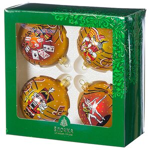 Набор стеклянных елочных шаров Вариация 8 см, 4 шт Фабрика Елочка фото 2