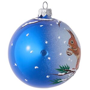 Стеклянный елочный шар Белка 9 см синий Фабрика Елочка фото 3