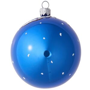 Стеклянный елочный шар Белка 9 см синий Фабрика Елочка фото 4