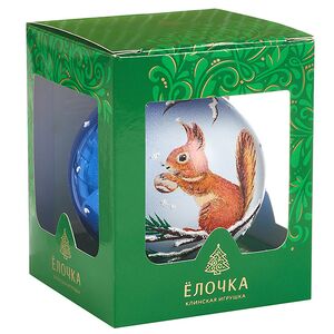 Стеклянный елочный шар Белка 9 см синий Фабрика Елочка фото 5