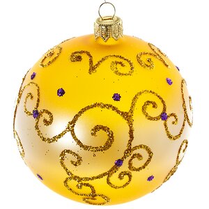 Стеклянный елочный шар Золотой 85 мм