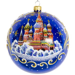 Стеклянный елочный шар Покровский Храм 115 мм