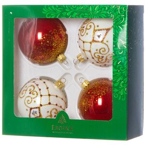 Набор стеклянных елочных шаров Тайна 7 см, 4 шт красный Фабрика Елочка фото 2