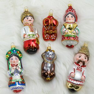 Набор стеклянных елочных игрушек Черевички 7-11 см, 6 шт, подвеска Фабрика Елочка фото 2
