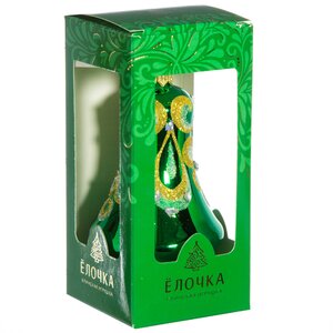 Стеклянная елочная игрушка Колокольчик Вита 8.5 см зеленый, подвеска Фабрика Елочка фото 2
