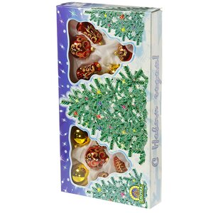 Набор стеклянных елочных игрушек с верхушкой Елочка, 22 шт, подвеска Фабрика Елочка фото 2