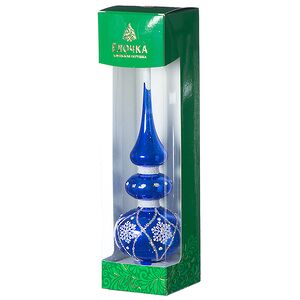 Верхушка Кружева 28 см синяя, стекло Фабрика Елочка фото 2