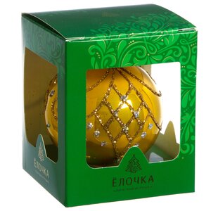 Стеклянный елочный шар Версаль 8 см золотой Фабрика Елочка фото 2