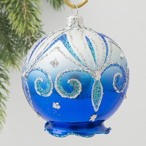 Стеклянный елочный шар Фантазия 8 см синий Фабрика Елочка фото 1