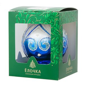 Стеклянный елочный шар Фантазия 8 см синий Фабрика Елочка фото 2