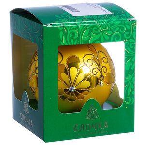 Стеклянный елочный шар Веер 9 см золотой Фабрика Елочка фото 2