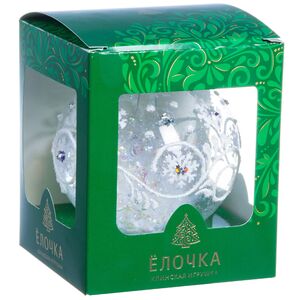 Стеклянный елочный шар Снежинка 9 см Фабрика Елочка фото 2