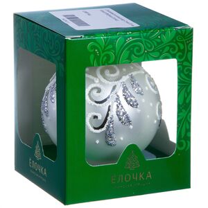 Стеклянный елочный шар Стужа 8 см белый Фабрика Елочка фото 2