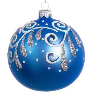 Стеклянный елочный шар Стужа 85 мм голубой