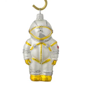 Стеклянная елочная игрушка Космонавт 8 см, золотая, подвеска Фабрика Елочка фото 1
