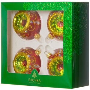 Набор стеклянных елочных шаров Танго 7 см, 4 шт Фабрика Елочка фото 2