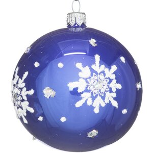 Стеклянный елочный шар Пушинка 8 см синий Фабрика Елочка фото 1