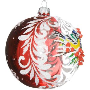 Стеклянный елочный шар Дуэт 9 см красный Фабрика Елочка фото 2