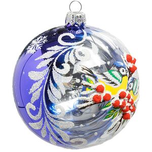 Стеклянный елочный шар Дуэт 9 см синий Фабрика Елочка фото 2