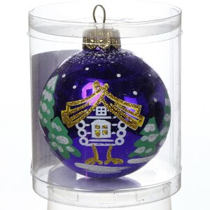 Стеклянный елочный шар Хатка 6 см фиолетовый Фабрика Елочка фото 2