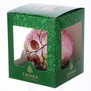 Стеклянный елочный шар Шиповник 8 см розовый Фабрика Елочка фото 2