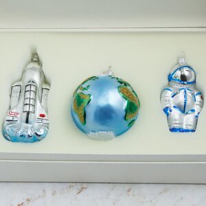 Набор стеклянных елочных игрушек Космический 7-12 см, 3 шт, синий, подвеска Фабрика Елочка фото 6