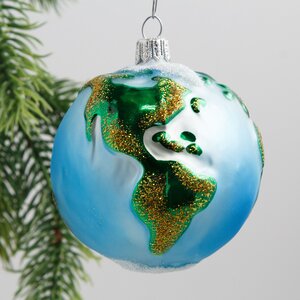 Набор стеклянных елочных игрушек Космический 7-12 см, 3 шт, синий, подвеска Фабрика Елочка фото 3