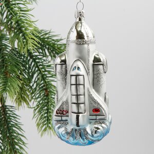 Набор стеклянных елочных игрушек Космический 7-12 см, 3 шт, синий, подвеска Фабрика Елочка фото 4