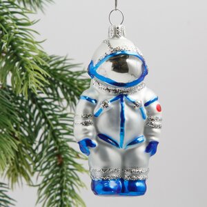 Набор стеклянных елочных игрушек Космический 7-12 см, 3 шт, синий, подвеска Фабрика Елочка фото 5