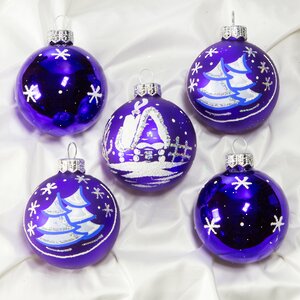 Набор стеклянных елочных шаров Морозко 5*60 мм фиолетовый