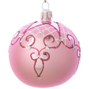 Стеклянный елочный шар Тайна 75 мм розовый
