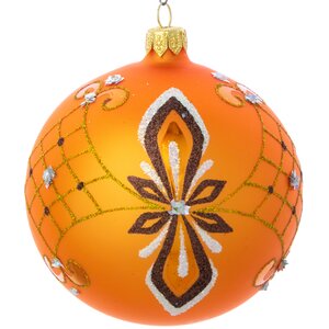 Стеклянный елочный шар Янтарь 9 см оранжевый Фабрика Елочка фото 1