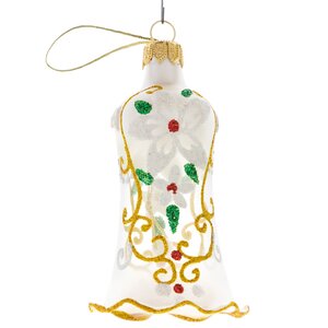 Стеклянная елочная игрушка Колокольчик Цветение 9 см, подвеска