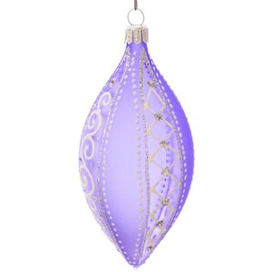 Стеклянная елочная игрушка Кружевница 13 см фиолетовая, подвеска