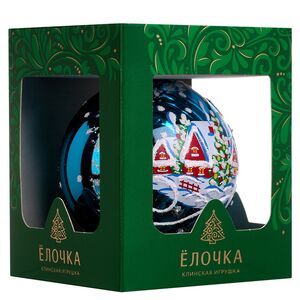 Стеклянный елочный шар Зимний Пейзаж 7 см синий Фабрика Елочка фото 6