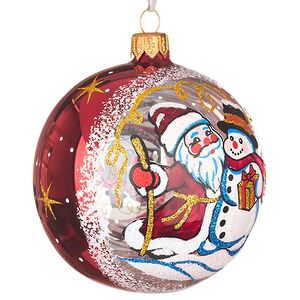 Стеклянный елочный шар Морозный День 9 см красный Фабрика Елочка фото 2