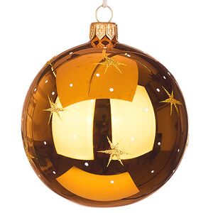 Стеклянный елочный шар Морозный День 9 см золотой Фабрика Елочка фото 3