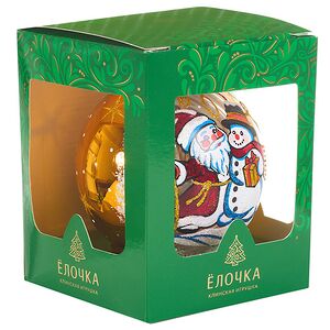 Стеклянный елочный шар Морозный День 9 см золотой Фабрика Елочка фото 4