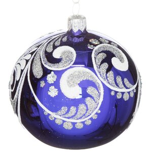 Стеклянный елочный шар Батик 8 см синий Фабрика Елочка фото 1
