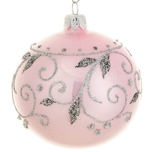 Стеклянный елочный шар Жасмин 85 мм розовый