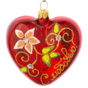 Стеклянная елочная игрушка Сердечко С любовью 7 см красное, подвеска Фабрика Елочка фото 1