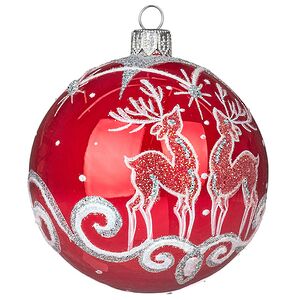 Стеклянный елочный шар Олени 8 см красный Фабрика Елочка фото 2