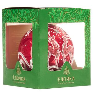 Стеклянный елочный шар Олени 8 см красный Фабрика Елочка фото 4