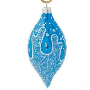Стеклянная елочная игрушка - сосулька Коралл 11 см голубая, подвеска Фабрика Елочка фото 1
