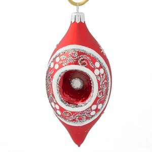 Стеклянная елочная игрушка - сосулька Эльза 11 см красная, подвеска Фабрика Елочка фото 1
