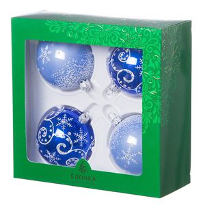 Набор стеклянных елочных шаров Заснеженный 7 см, 4 шт синий Фабрика Елочка фото 2