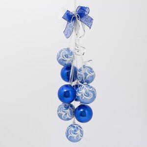 Гирлянда из новогодних шаров Вьюга 45 см синяя, стекло Фабрика Елочка фото 1
