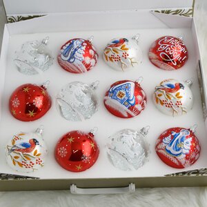 Набор стеклянных елочных шаров Новогодняя Сказка 8 см, 12 шт Фабрика Елочка фото 2