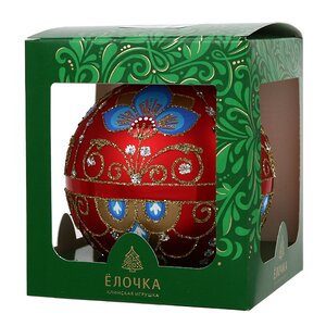 Стеклянный елочный шар Императорский 11 см красный Фабрика Елочка фото 2