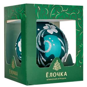 Стеклянный елочный шар Белые Цветы 7 см бирюзовый Фабрика Елочка фото 5